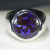 Natural Boulder Opal Matrix Mens Silver Ring -Size 10.25