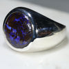 Natural Boulder Opal Matrix Mens Silver Ring -Size 10.25