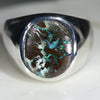 Natural Boulder Opal Matrix Mens Silver Ring -Size 10.75