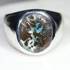 Natural Boulder Opal Matrix Mens Silver Ring -Size 10.75