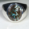 Natural Boulder Opal Matrix Mens Silver Ring -Size 10.75