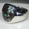 Natural Boulder Opal Matrix Mens Silver Ring -Size 10.75