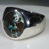 Natural Boulder Opal Matrix Mens Silver Ring -Size 10.75