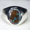 Natural Boulder Opal Matrix Mens Silver Ring -Size 9.5