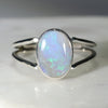 Natural Australian Solid  Opal Silver Ring - Size 7