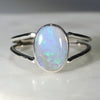 Natural Australian Solid  Opal Silver Ring - Size 7