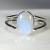 Natural Australian Solid  Opal Silver Ring - Size 7
