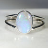 Natural Australian Solid  Opal Silver Ring - Size 7