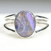 Natural Australian Boulder Opal Silver rRng