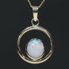 Natural Australian White Boulder Opal Gold Pendant
