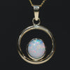 Natural Australian White Boulder Opal Gold Pendant