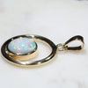 Natural Australian White Boulder Opal Gold Pendant
