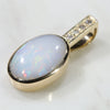 Natural Australian White Opal and Diamond  Gold Pendant