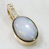 Natural Australian White Opal and Diamond  Gold Pendant