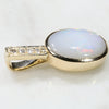Natural Australian White Opal and Diamond  Gold Pendant