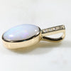 Natural Australian White Opal and Diamond  Gold Pendant