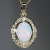 White Opal Pendant Yellow Gold