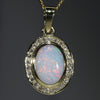 Natural Australian White Opal and Diamond 18K Gold Pendant (11mm x 8.5mm) Code -PL44
