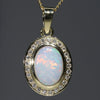 Natural Australian White Opal and Diamond 18K Gold Pendant (11mm x 8.5mm) Code -PL44