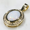 Natural Australian White Opal and Diamond 18K Gold Pendant (11mm x 8.5mm) Code -PL44