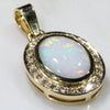 Natural Australian White Opal and Diamond 18K Gold Pendant (11mm x 8.5mm) Code -PL44