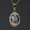 October Birthstone gold and Diamond Opal Pendant