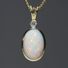 Natural Australian White Opal and Diamond 18K Gold Pendant Code -PL43