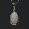 Natural Opal 18k Gold and Diamond Pendant