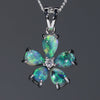Five Piece  Australian  Black Opal and Diamond Silver Pendant Code -SL30