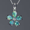 Five Piece  Australian  Black Opal and Diamond Silver Pendant Code -SL30