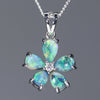 Five Piece  Australian  Black Opal and Diamond Silver Pendant Code -SL30