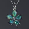 Five Piece  Australian  Black Opal and Diamond Silver Pendant Code -SL30