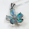 Five Piece  Australian  Black Opal and Diamond Silver Pendant Code -SL30