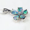 Five Piece  Australian  Black Opal and Diamond Silver Pendant Code -SL30