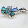 Five Piece  Australian  Black Opal and Diamond Silver Pendant Code -SL30