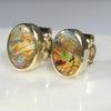 Natural Australian Boulder Opal 18k Gold Earring Studs (7.5 x 5mm) Code GE19