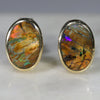 18k Gold Natural Boulder Opal Studs