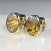 18k Gold Opal Studs side View