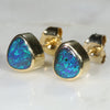 Natural Australian Boulder Opal 18k Gold Earring Studs