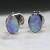 Natural Australian Boulder Opal  Silver Stud Earring