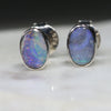 Natural Australian Boulder Opal  Silver Stud Earring