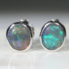 Natural Australian Black Crystal Opal  Silver Stud Earring