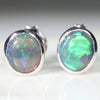 Natural Australian Black Crystal Opal  Silver Stud Earring