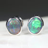 Natural Australian Black Crystal Opal  Silver Stud Earring