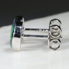 Natural Australian Black Crystal Opal  Silver Stud Earring