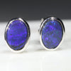 Natural Australian Black Opal  Silver Stud Earring Code -SE514