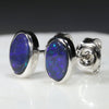 Natural Australian Black Opal  Silver Stud Earring Code -SE514