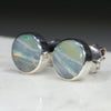 Natural Australian Boulder Opal  Silver Stud Earring