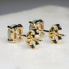 Natural Australian Black Crystal Opal Gold Earring Studs