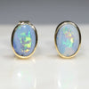 Natural Australian Boulder Opal Gold Earring Studs Code -GE18